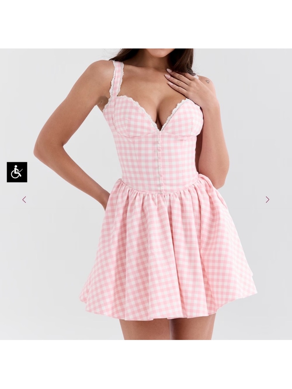 House of CB Strawberry Shortcake Brigitte Gingham Mini Dress Size Small A-C Cup - Picture 2 of 12